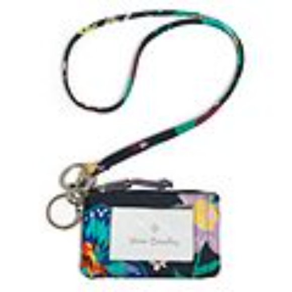 Vera Bradley Zip ID Lanyard set FIREFLY GARDEN - Picture 2 of 7